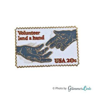 Vintage 80s USPS 20 Cents Volunteer Lend a Hand Collectible US Postal Stamp Pin